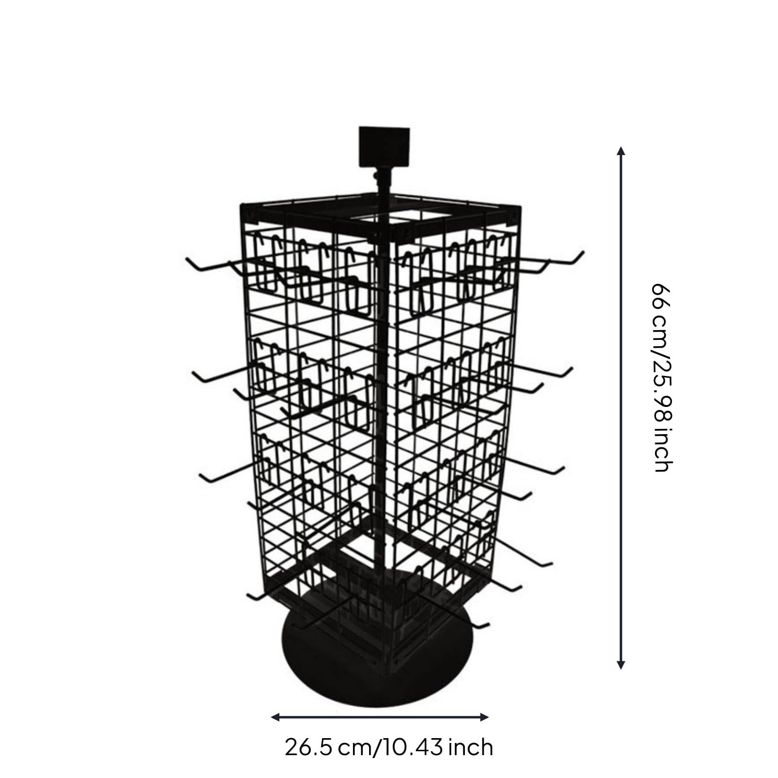 Rotating Display Rack de Exhibidor Giratorio Portátil Organizador de Mostrador con Marco Resistente Soporte para Presentación de Bisutería y Adornos, Negro