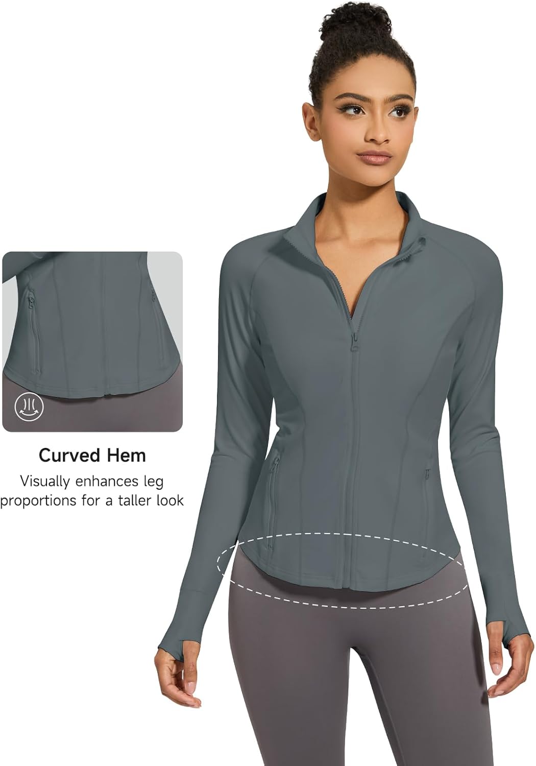 VUTRU Women's Zip Up Cropped Workout Jacket Super Slim Fit Yoga Jackets Lightweight Running Athletic Jacket with Thumb Holes - Image 4