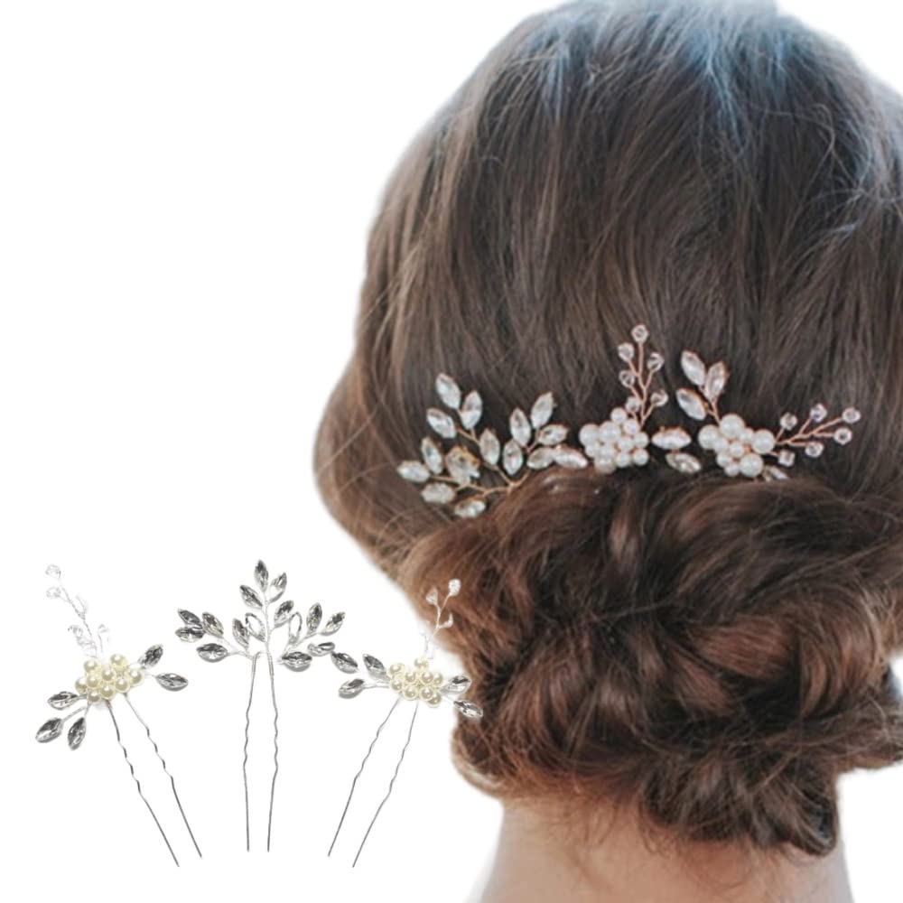 LOARIS Pearl Kanzashi Hair Ornament Set of 3 Silver Wedding Kimono Japan