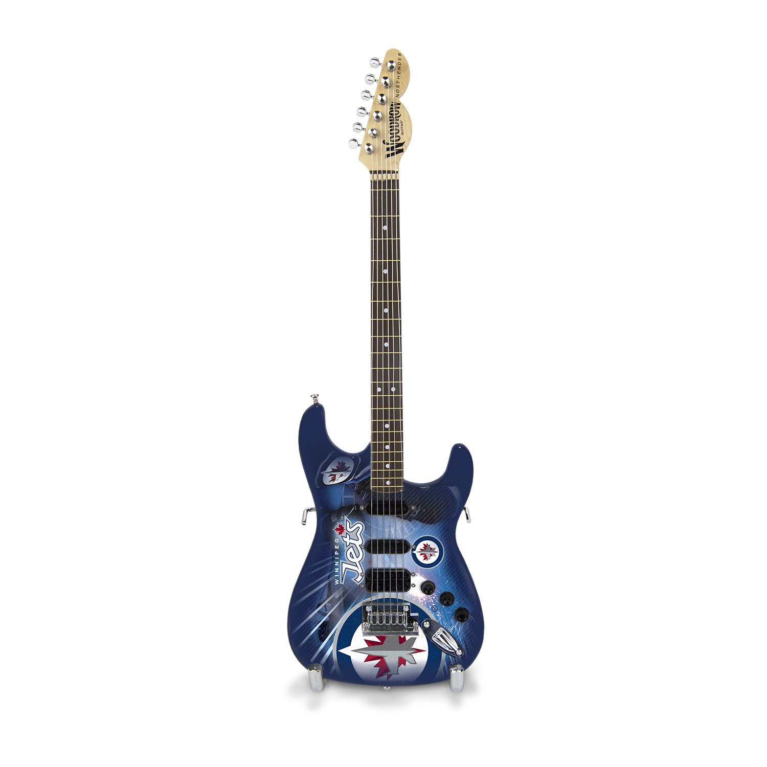 The Sports Vault Woodrow Guitar NHL Winnipeg Jets Collectible Mini NorthEnder Guitar
