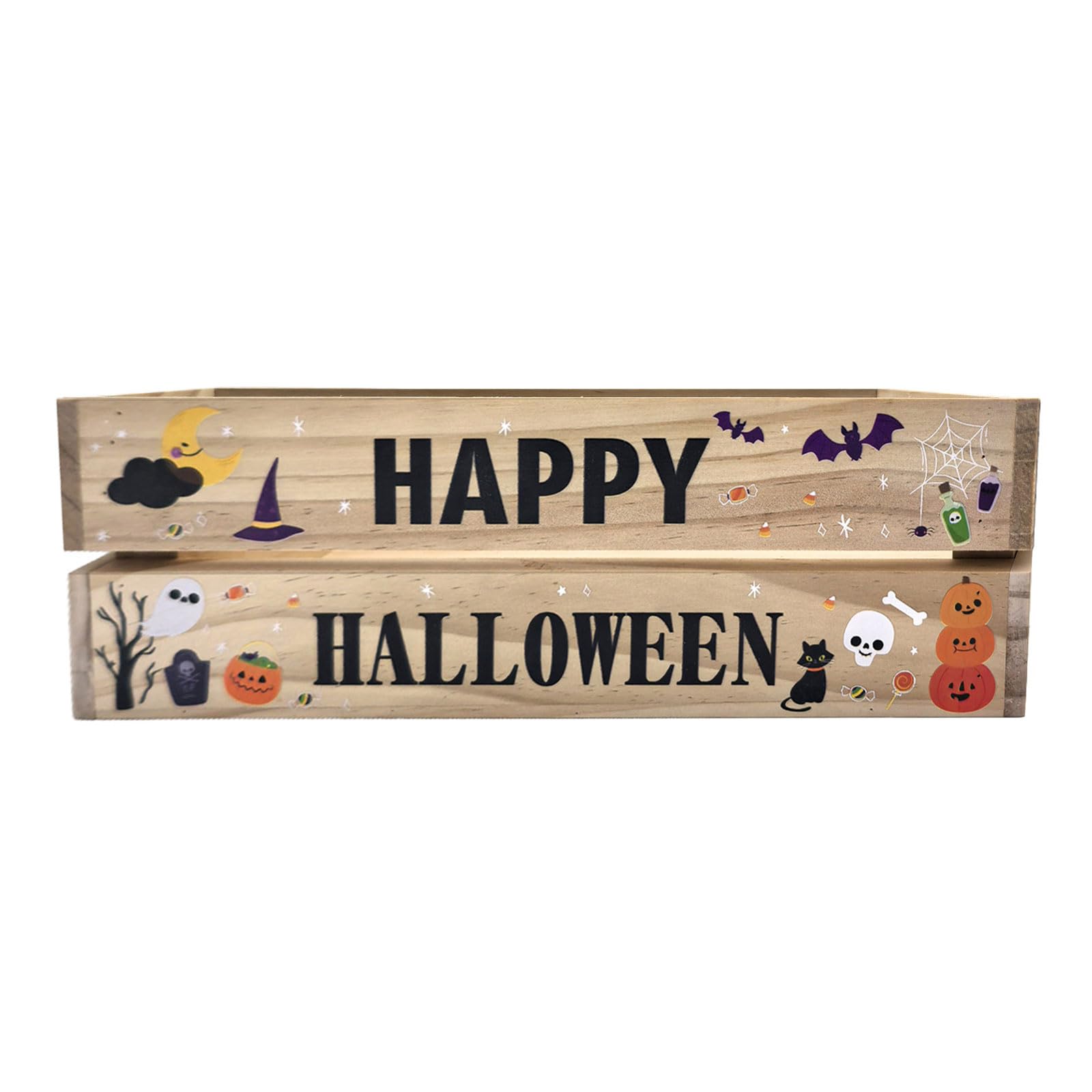 YWLUUOO Sturdy Wooden Halloween Candy Container for Dorm Rooms and Homes Wooden Halloween Candy Box