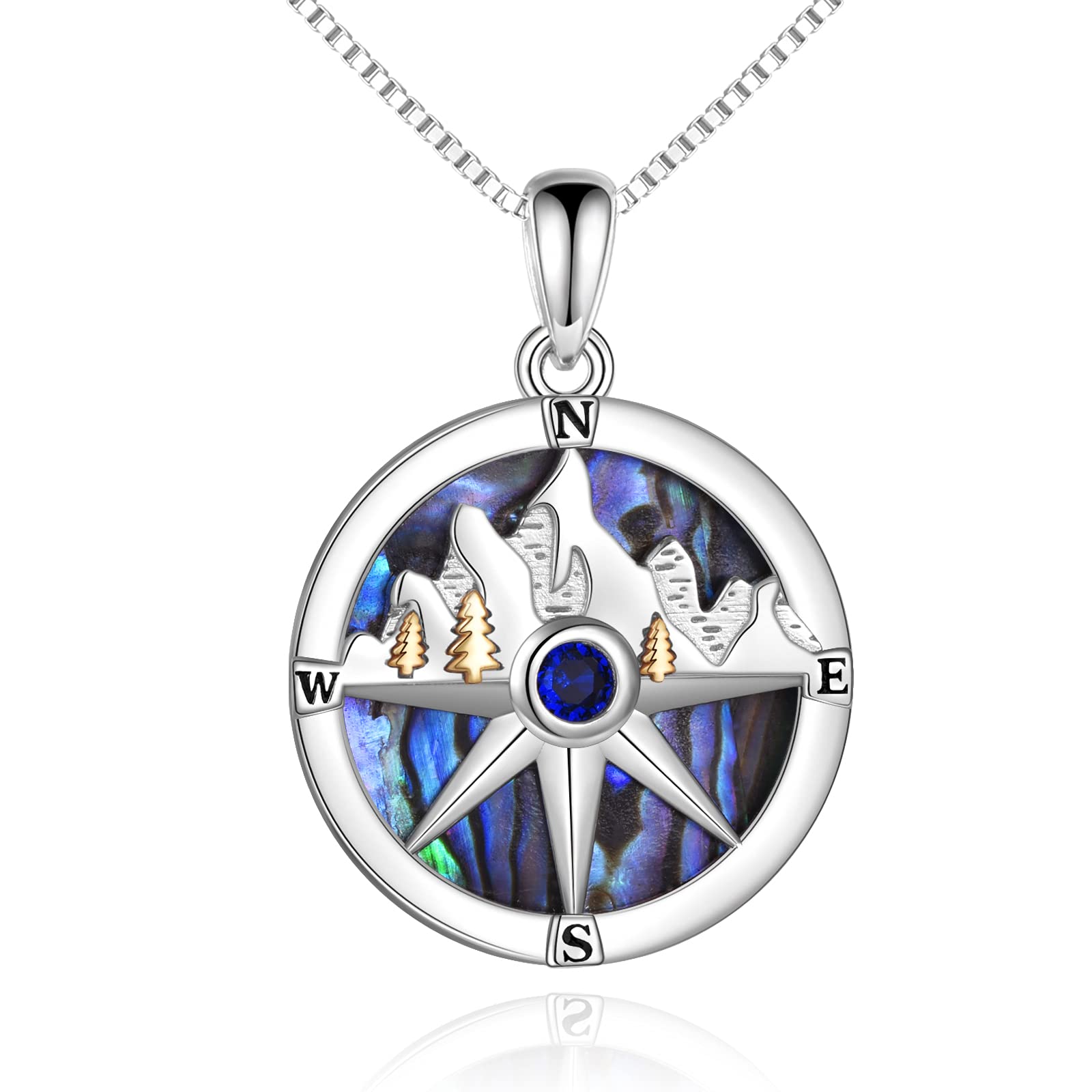 Collier boussole en argent sterling inspirant vintage nautique spinning boussole pendentif gravé « Go in your direction of your dream » Bijoux cadeaux pour fille, amis et sœurs, argent sterling, poli