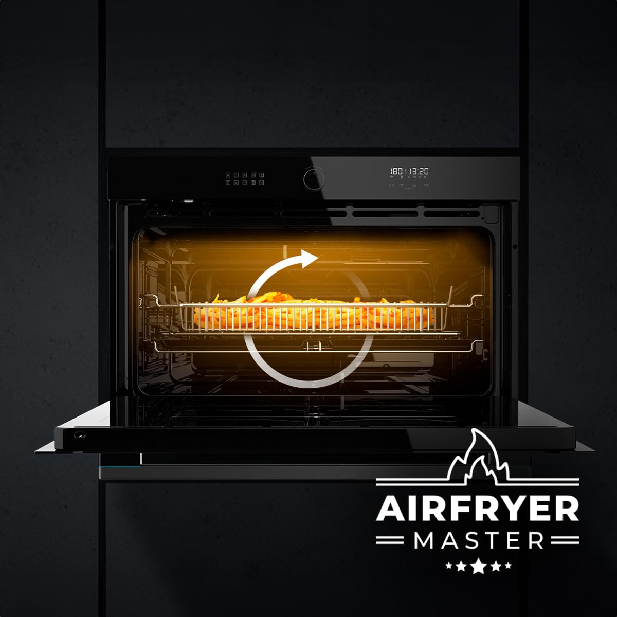 Cecotec Forno Bolero Hexa AF319000 Glass Black A, Classe A, 133 L, 11 Funzioni con AIrFryer, Pizza Master, Steam Assist, Easy Clean, 5 Posizioni