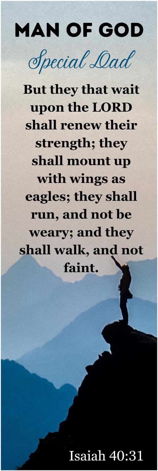 Happy Father's Day Man of God Special Dad Gift for Fathers They That Wait Upon The Lord Bookmarks Church Gifts for Men Bulk (50 Count) Proudly Made in USA