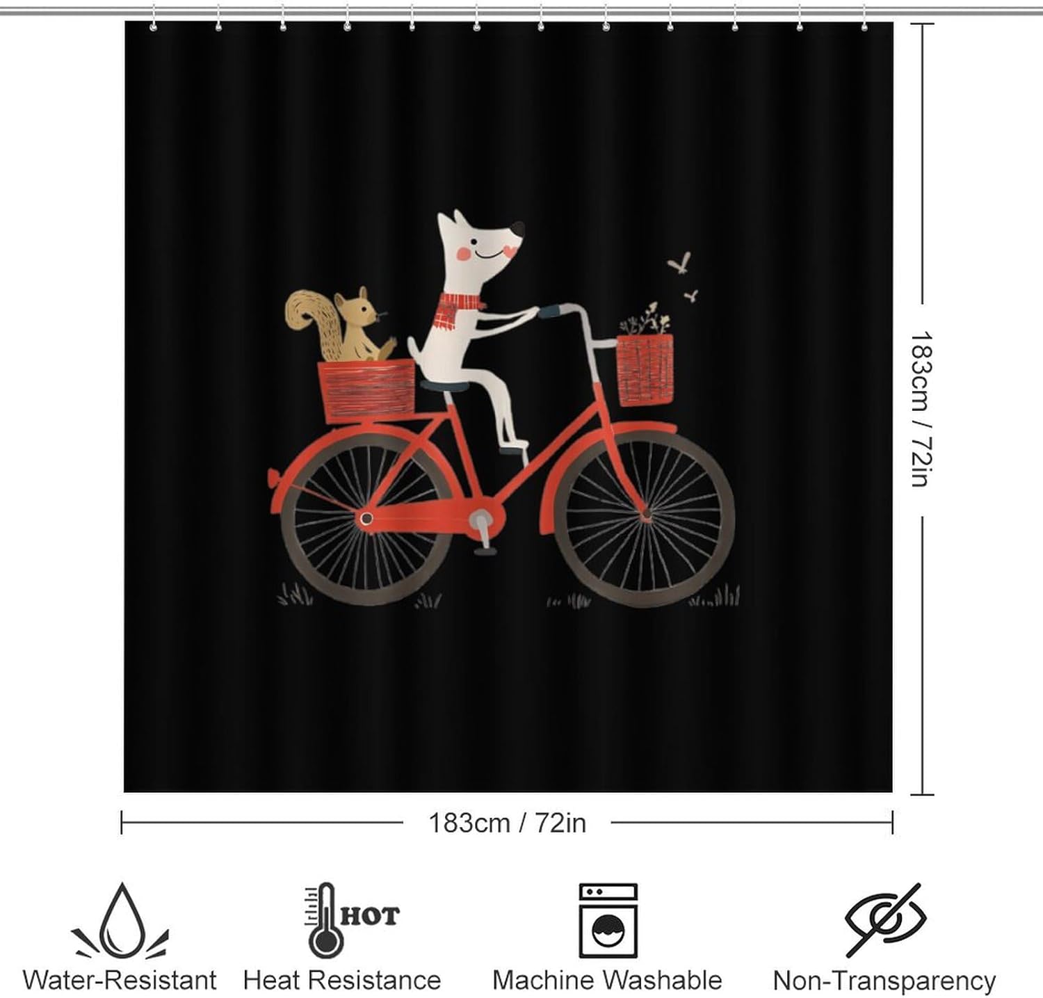 Dog and Squirrel are Friends Bathroom Sets with Shower Curtain and Rugs 4 Piece with U-Shaped Floor Mat Toilet Lid Cover