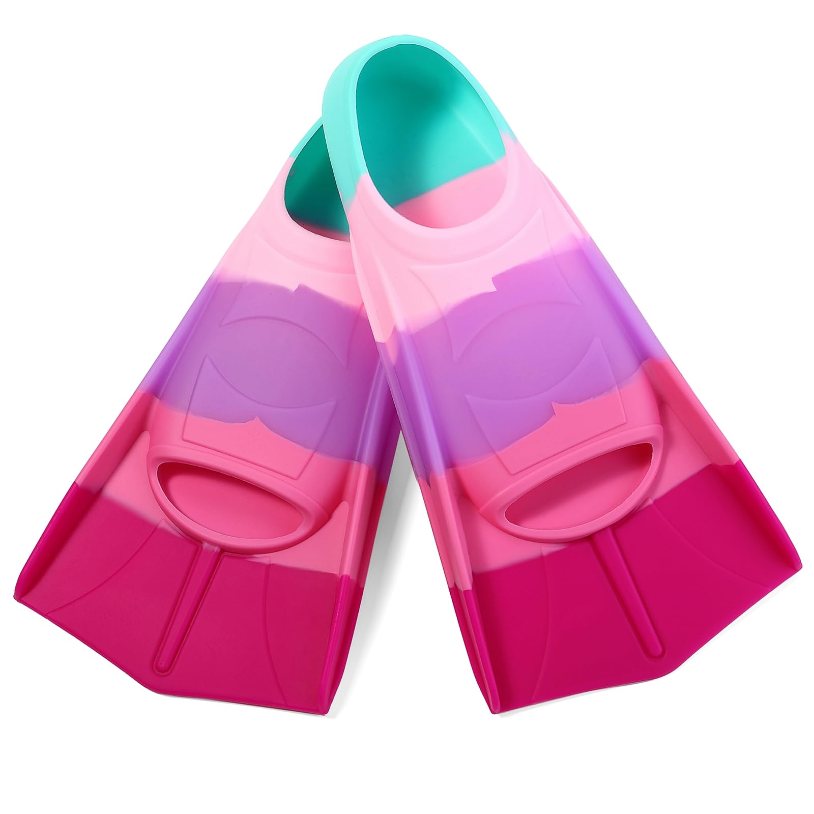 Foyinbet Kids Swim Fins,Short Kids Fins Youth Swimming Flippers for Lap Swimming Training for Children Girls Boys Beginners: Green / Dark Red / Pink / Light Purple XS ( US Kids 12-1 )