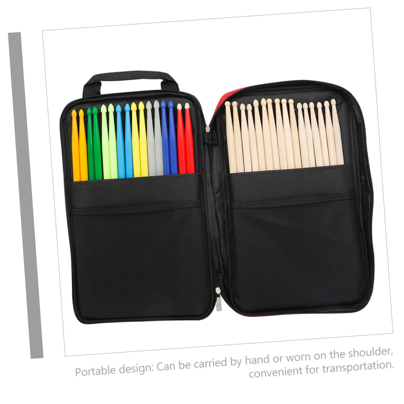 Hemoton Drumstick Holder Bag Organize Your Drums Mallets Large Storage Pouch Red