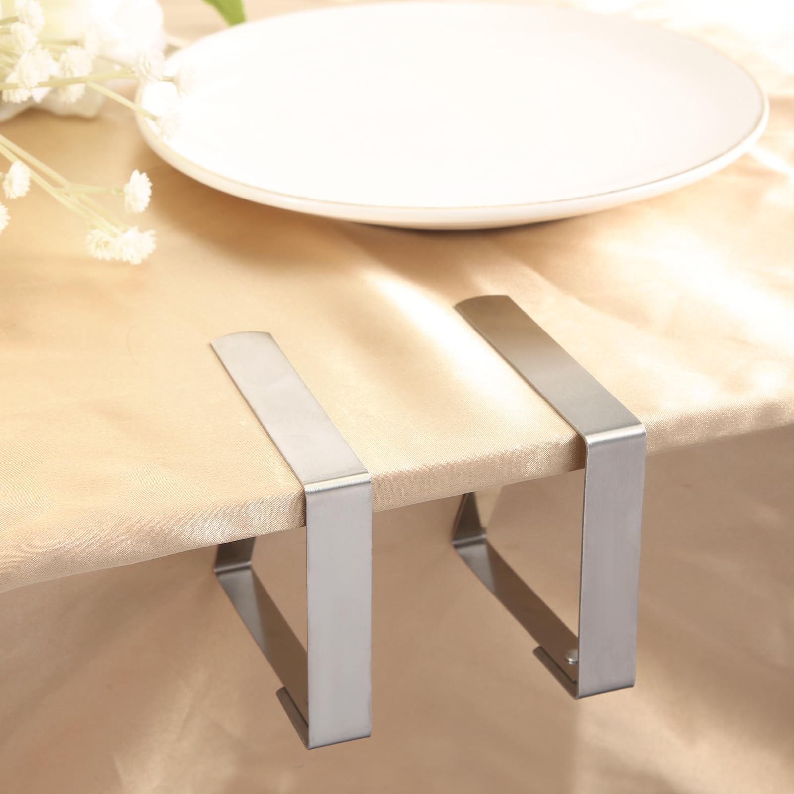 Fermacavola Per Tovaglia - 6 Pezzi Con Clip In Acciaio, Motivo Foglia D'Acero, Per Picnic, Feste All'Aperto, Grigio - Foto 9