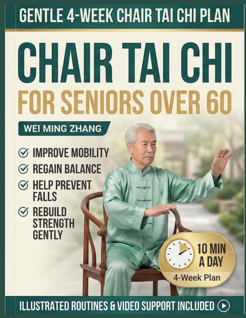 Chair Tai Chi for Seniors Over 60: A Simple Step-by-Step Seated Program to Improve Mobility, Prevent Falls, and Rebuild Strength in Just 10 Minutes a Day with Guided Routines, a 4-Week Progress