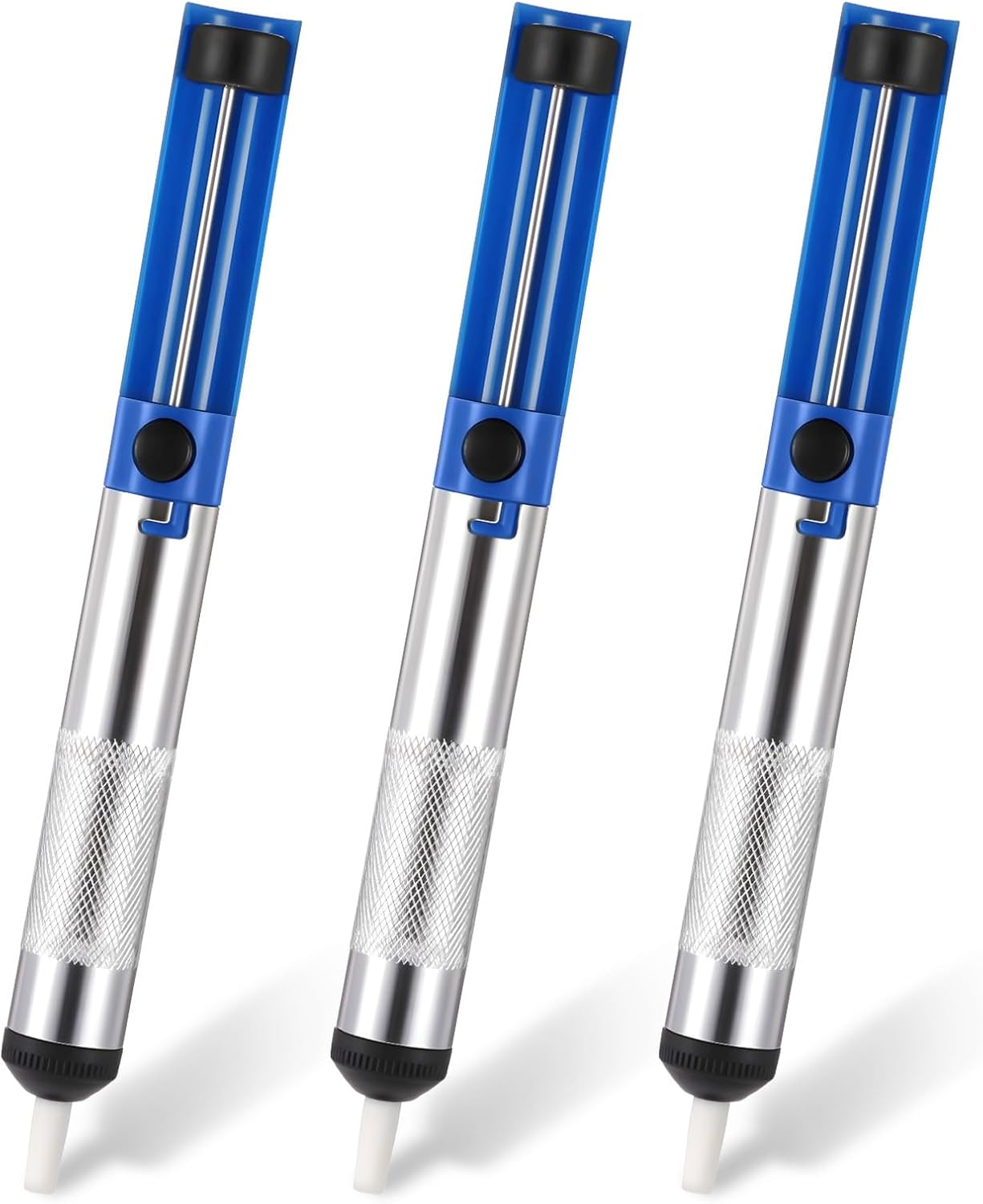 Xindojuz 3 PCS Solder Sucker Desoldering Pump, Electric Soldering Iron Auxiliary Tool Manual Desoldering Wick Suction Pump, Vacuum Pumps Solder Removal Tool (Blue, 7.28 × 0.74 inch)