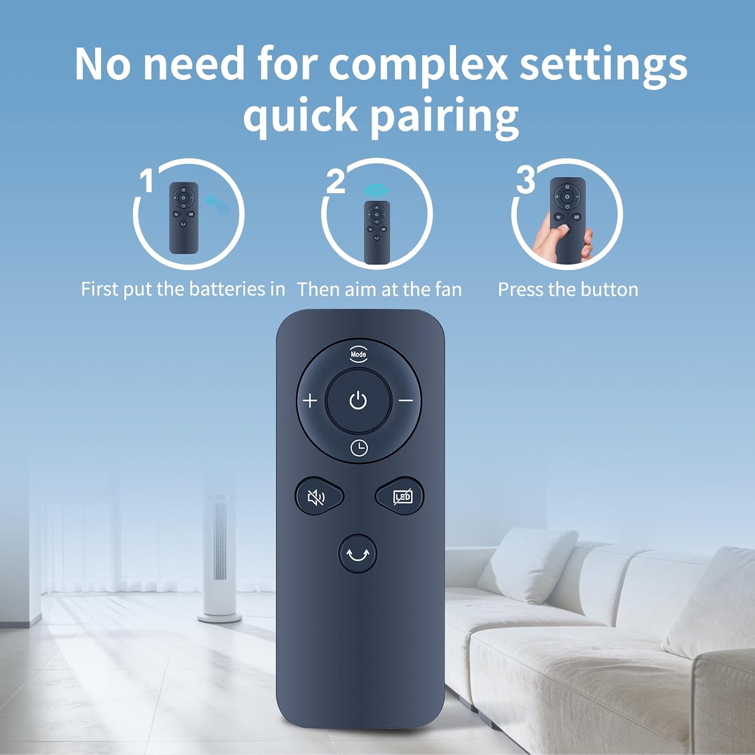 Replacement Remote Control for hykolity Oscillating Tower Fan EFA-3104H TF3807TR-L