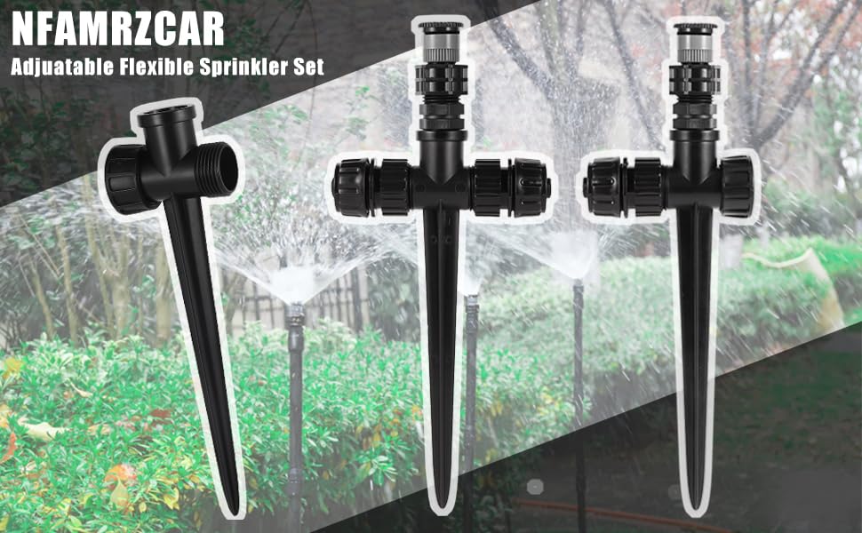 Miniatura 6 de Aspersor de jardín ajustable de 0 a 360 con 9 extensiones de riego de jardín de conexión rápida (9.85 pulgadas), juego perfecto para arbustos de