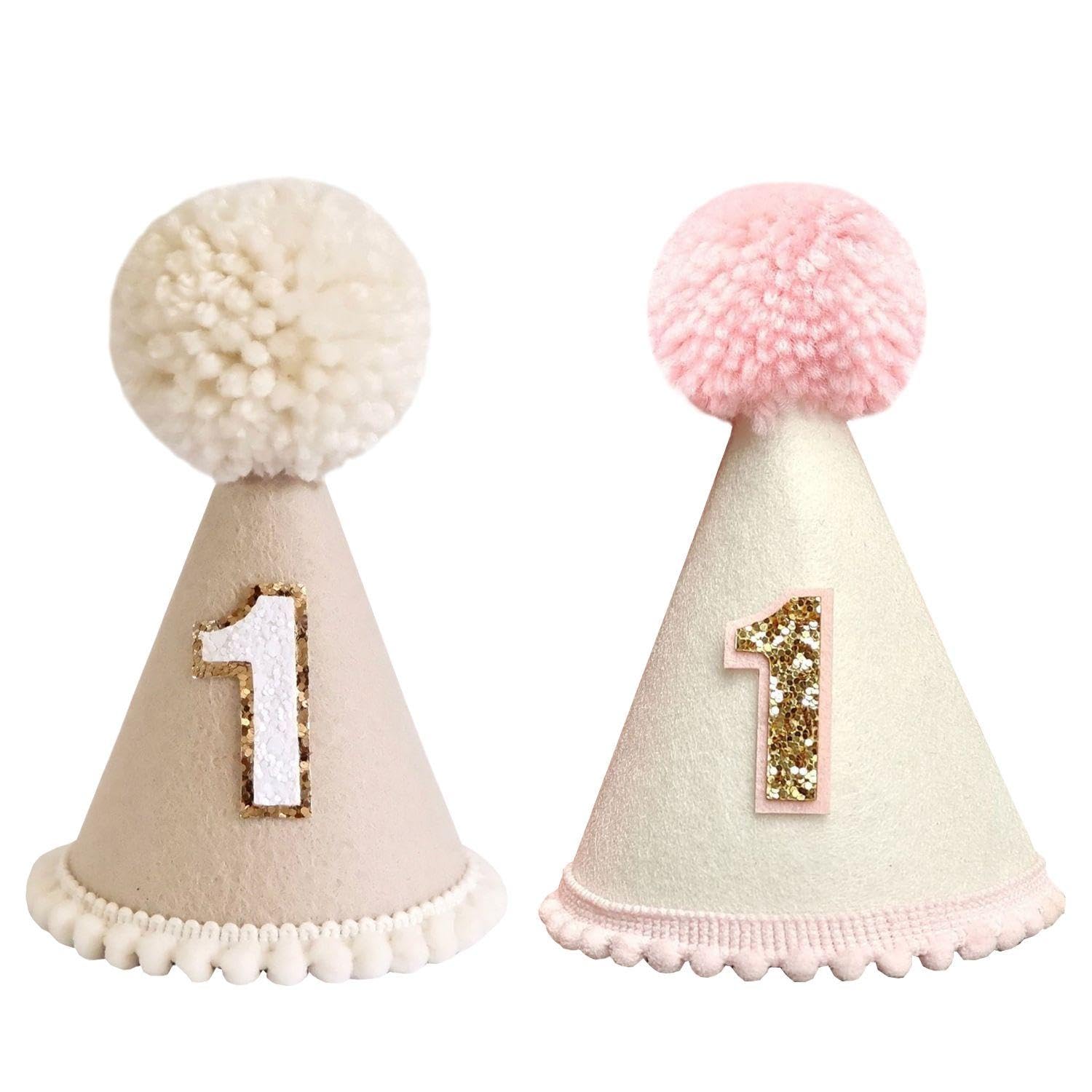 Corona Glitterata Per Primo Compleanno Bambina - Tiara Con Rose Rosa E Feltro, Misura 8x8,5 Cm, Accessorio Per Festa Principessa - 3