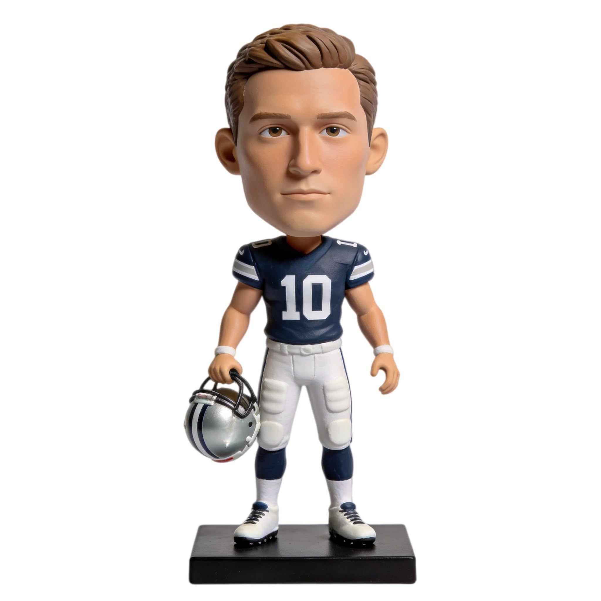 Benutzerdefinierte Fußballspieler Wackelkopf, personalisierte 3D-Figur aus Foto, handgefertigte Polymer-Ton-Ganzkörper-Statue mit Mini-Fußballhelm, individuelles Geschenk für Sportfans