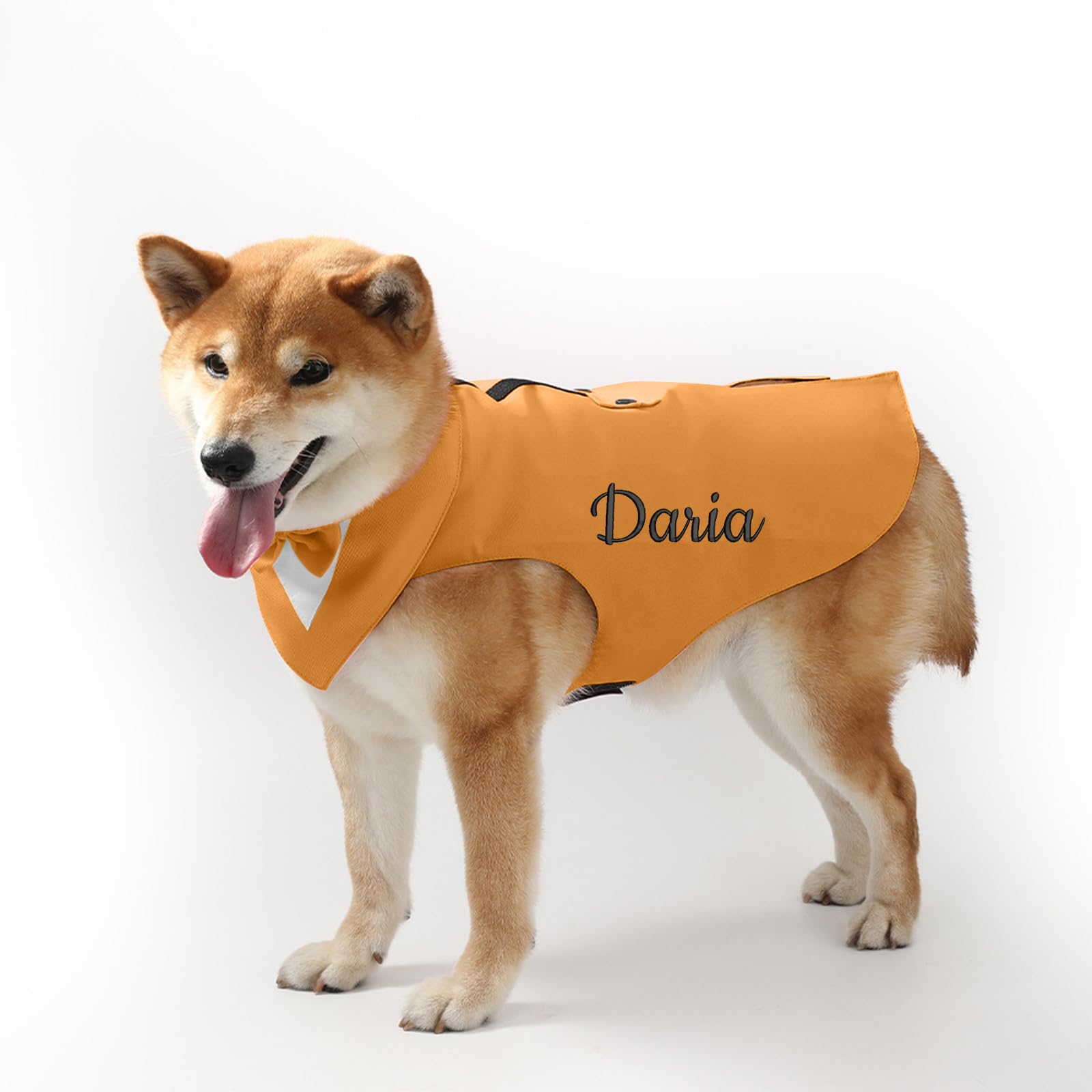 Personalised Dog Tuxedo Bow Tie Suit,Custom Clothing & Accessories For Dogs With Embroidered Name,Dog Costume For Dogs Birthday Halloween Wedding Party (Orange(Suit))