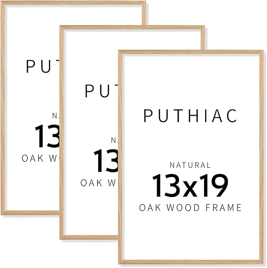 puthiac 13x19 Oak Wood Picture Frame - 13"x19" Poster Frames for Wall, 13x19 Picture Frames for Wall, 13 x 19 Picture Frames, 13 x 19 Frames for Wall(3 Pack, Beige)