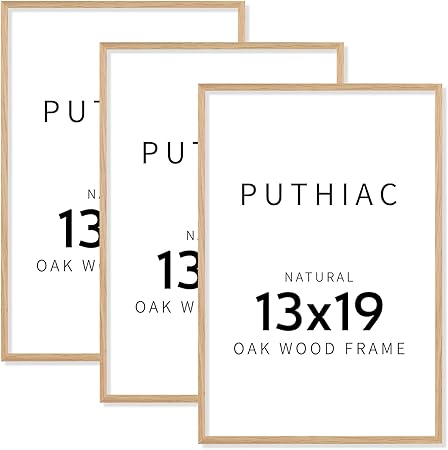 puthiac 13x19 Oak Wood Picture Frame - 13"x19" Poster Frames for Wall, 13x19 Picture Frames for Wall, 13 x 19 Picture Frames, 13 x 19 Frames for Wall(3 Pack, Beige)