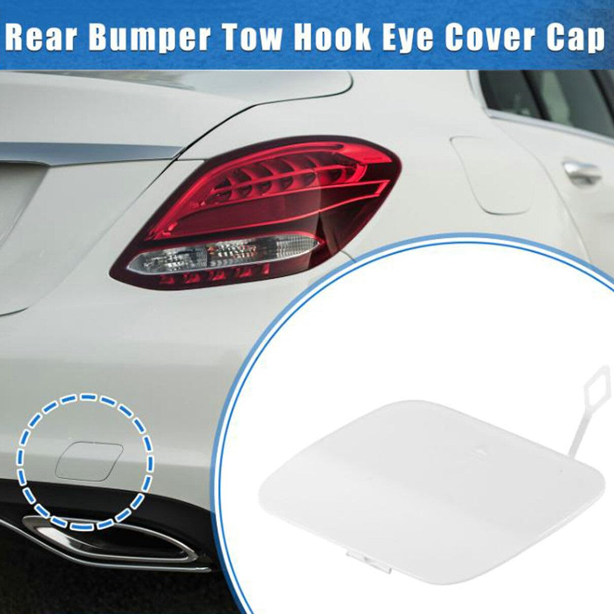 Rear Bumper Tow Hook Cover For Mercedes-Benz C-Class 2015-2018 – Right Side Black ABS