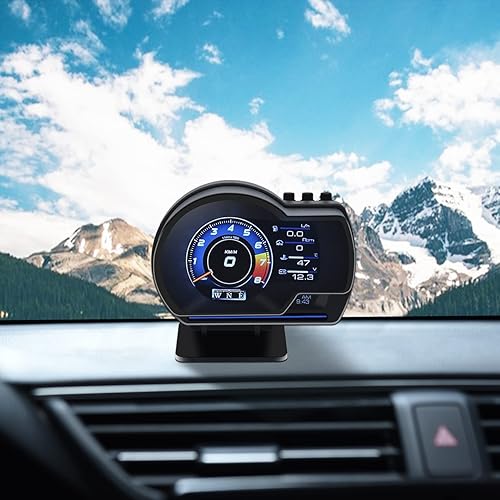 Miniatura 4 de KAOLALI Pantalla de cabeza HUD para automóvil, pantalla HUD para automóvil digital OBD+GPS, pantalla de medidor inteligente MPH RPM alarma de