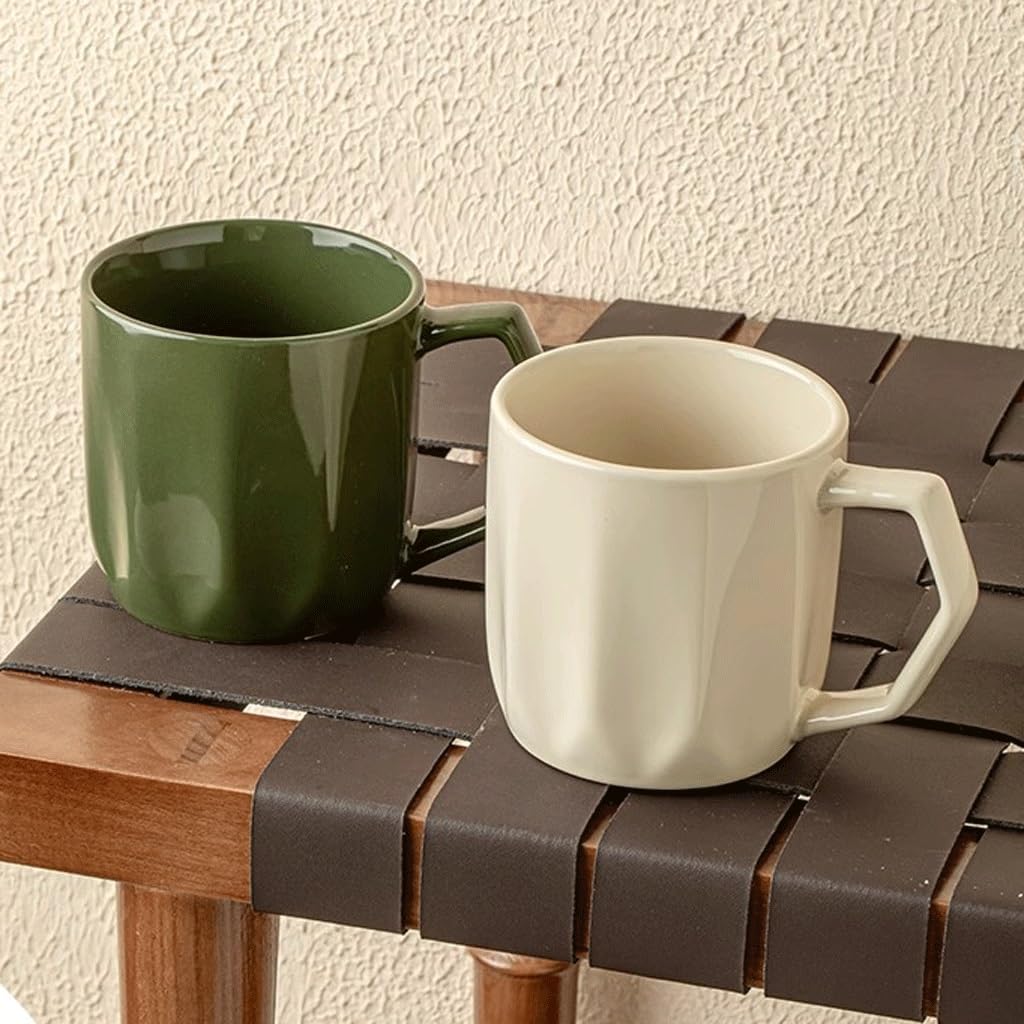 ENGENDER Tazas Cafe Taza Retro con Espejo Y Patrón De Diamantes, Taza De Café, Taza De Cerámica De Nicho Mug Cups(A)