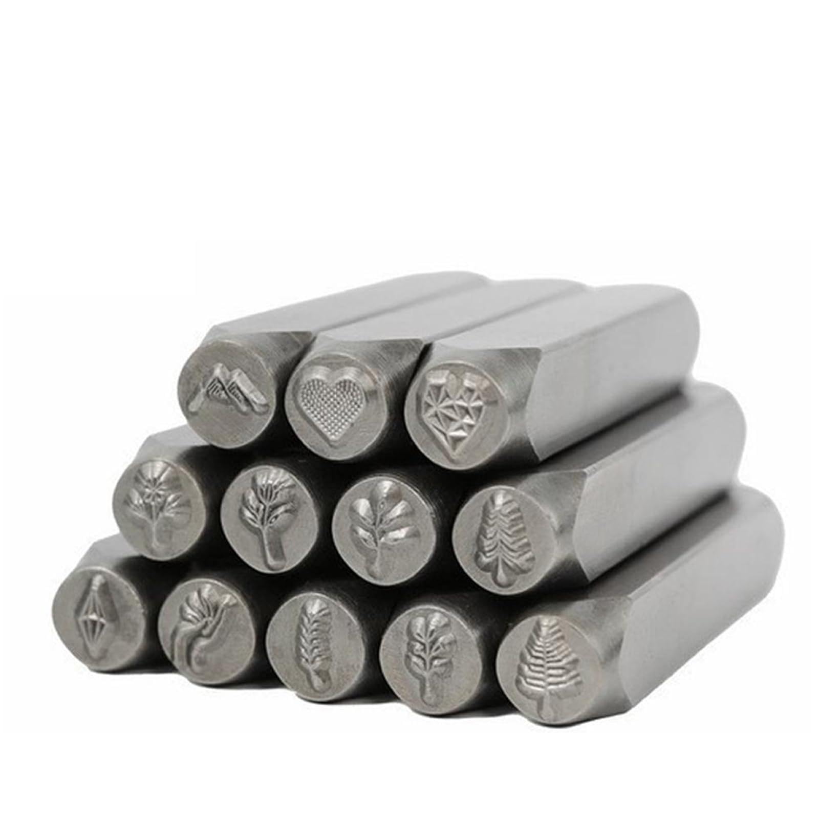 12PACK Metal Stamp for Pottery,Floral Pattern Metal Stamping Set, 6MM Star Shaped Metal Punches Stamps Practical Stamping Tool Carbon Steel Tools for Jewelry and Leather Crafting