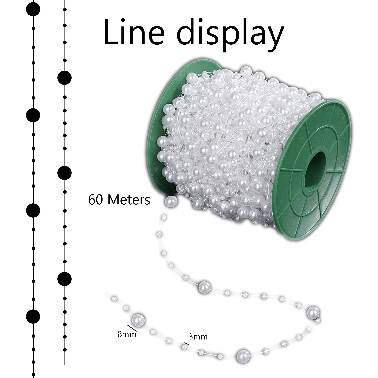 Rouleau De Guirlande De Perles Artificielles - 10 Mètres - Pour Décorations Mariage, Noël, Baptême