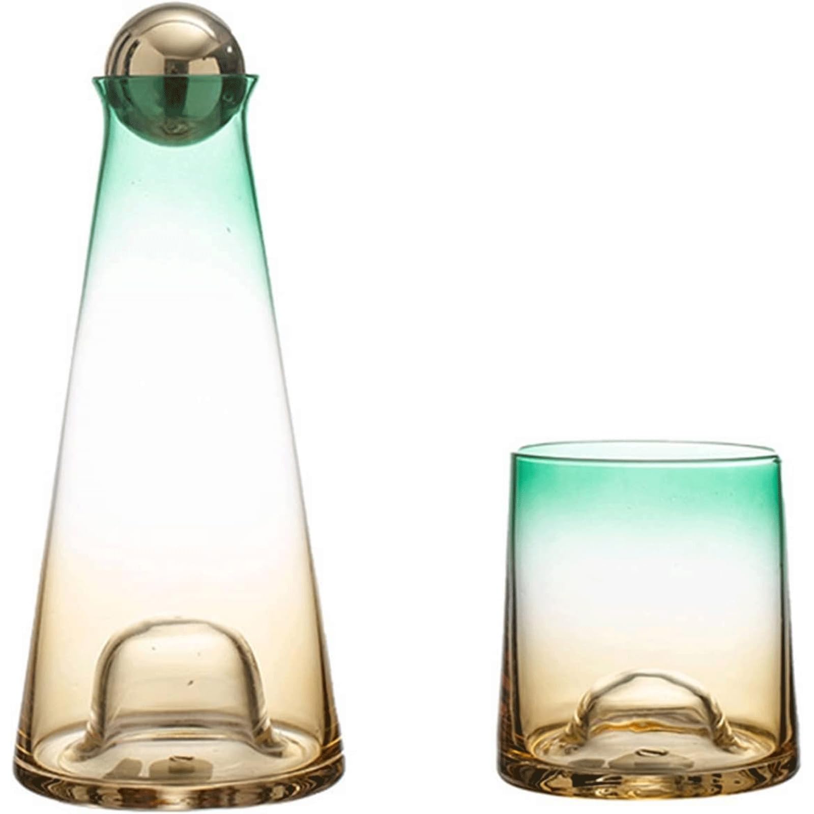 Wasserkaraffe 1-Liter-Wasserkrug, Farbverlaufsglas-Wasserkrug, Wasserflaschen-Wasserkocher-Set mit 270-ml-Tassen*2, Eistee-Krug für Kaffee/Saft Getränkespender