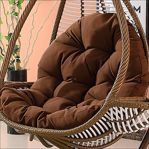 QLIGHA Hanging Egg Hammock Chair Cushions without Stand Swing Waterproof Thick Washable Seat Cushion Nest Brown (Only Cushion)