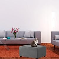 Vista 2 de HFCNMY Funda otomana rectangular, de terciopelo elástico, fundas otomanas rectangulares gruesas, fundas rectangulares para otomanas, funda