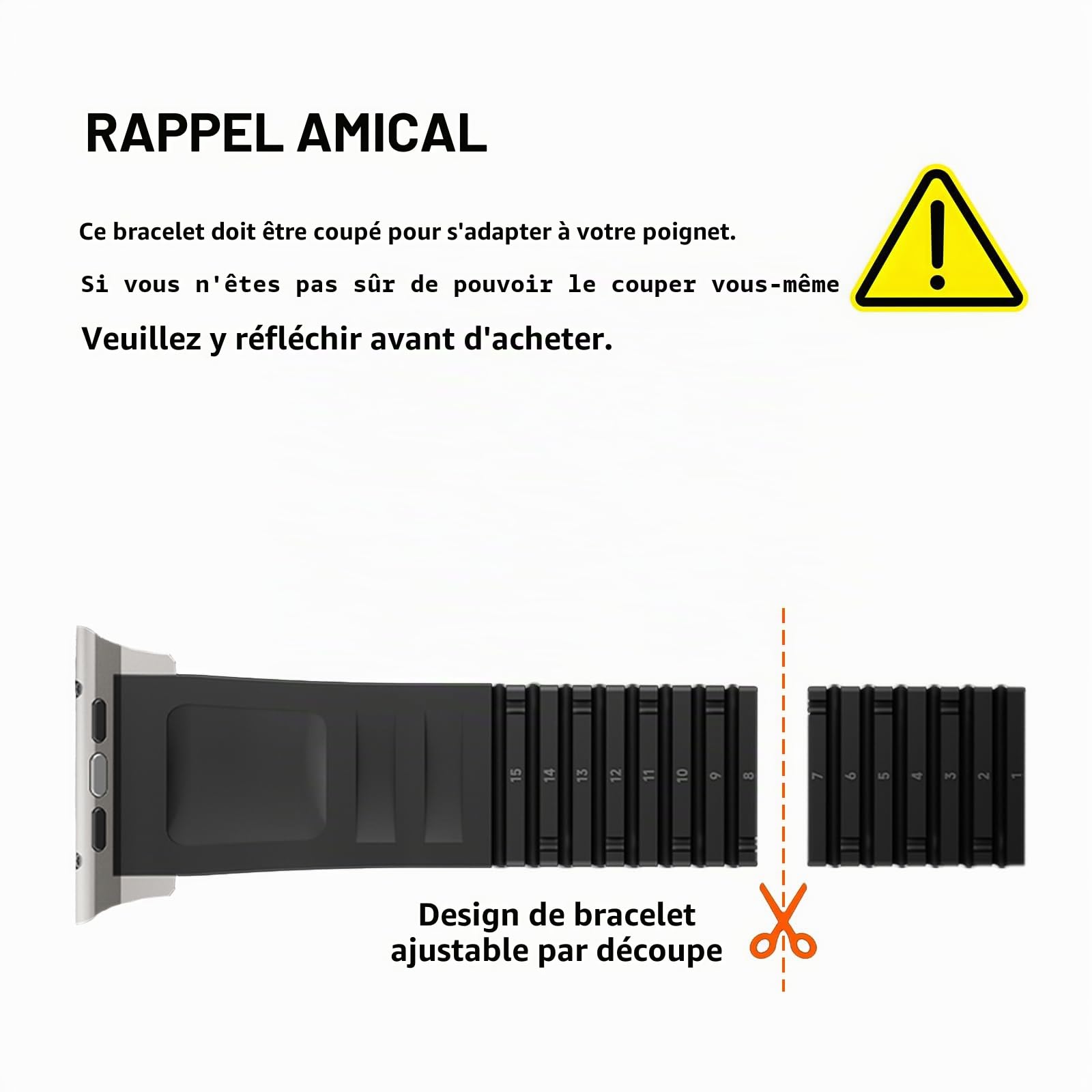 Bracelet de montre en silicone compatible avec iWatch Ultra 2/Ultra/Series 10 9 8 7 (44 mm, 45 mm, 46 mm, 49 mm), bracelet de sport avec boucle pliable, robuste, design moderne pour homme