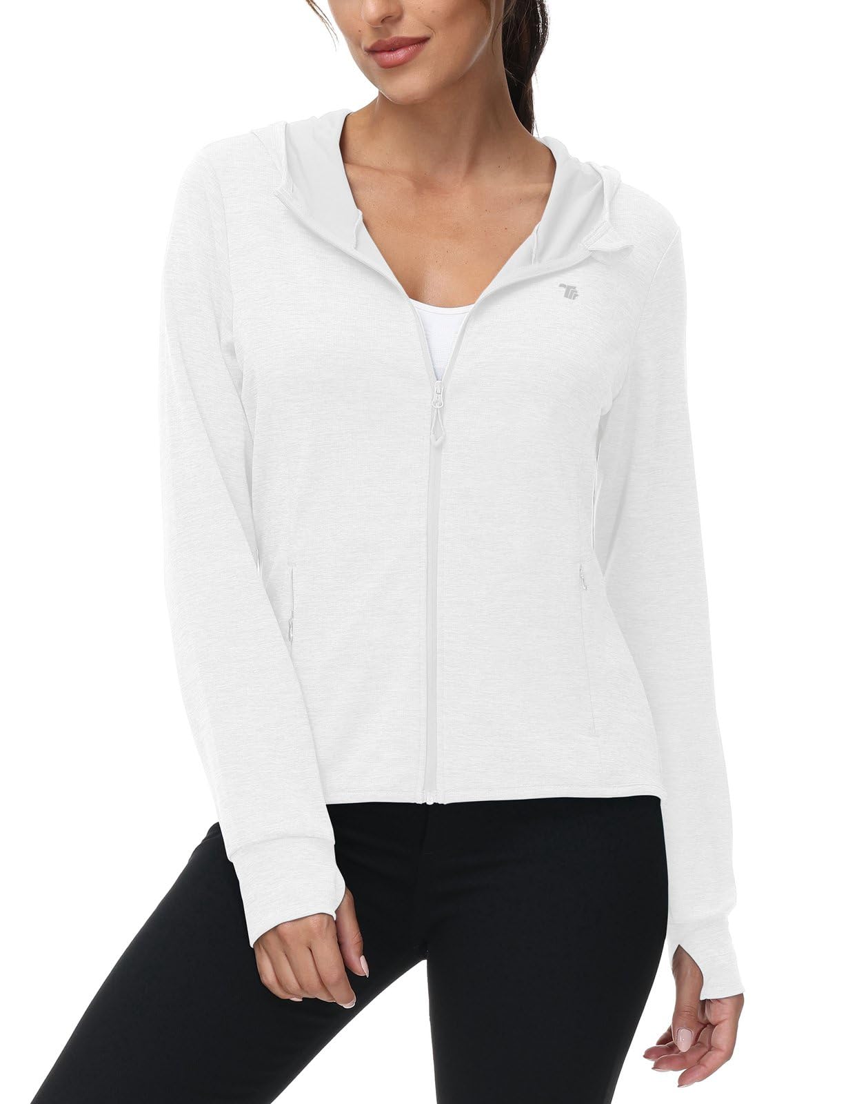 Rdruko Veste de course pour femme avec capuche UPF 50+, protection solaire, sweat à capuche, fermeture éclair, veste de sport, veste de cyclisme, veste de cyclisme, manches longues, pour la course, le