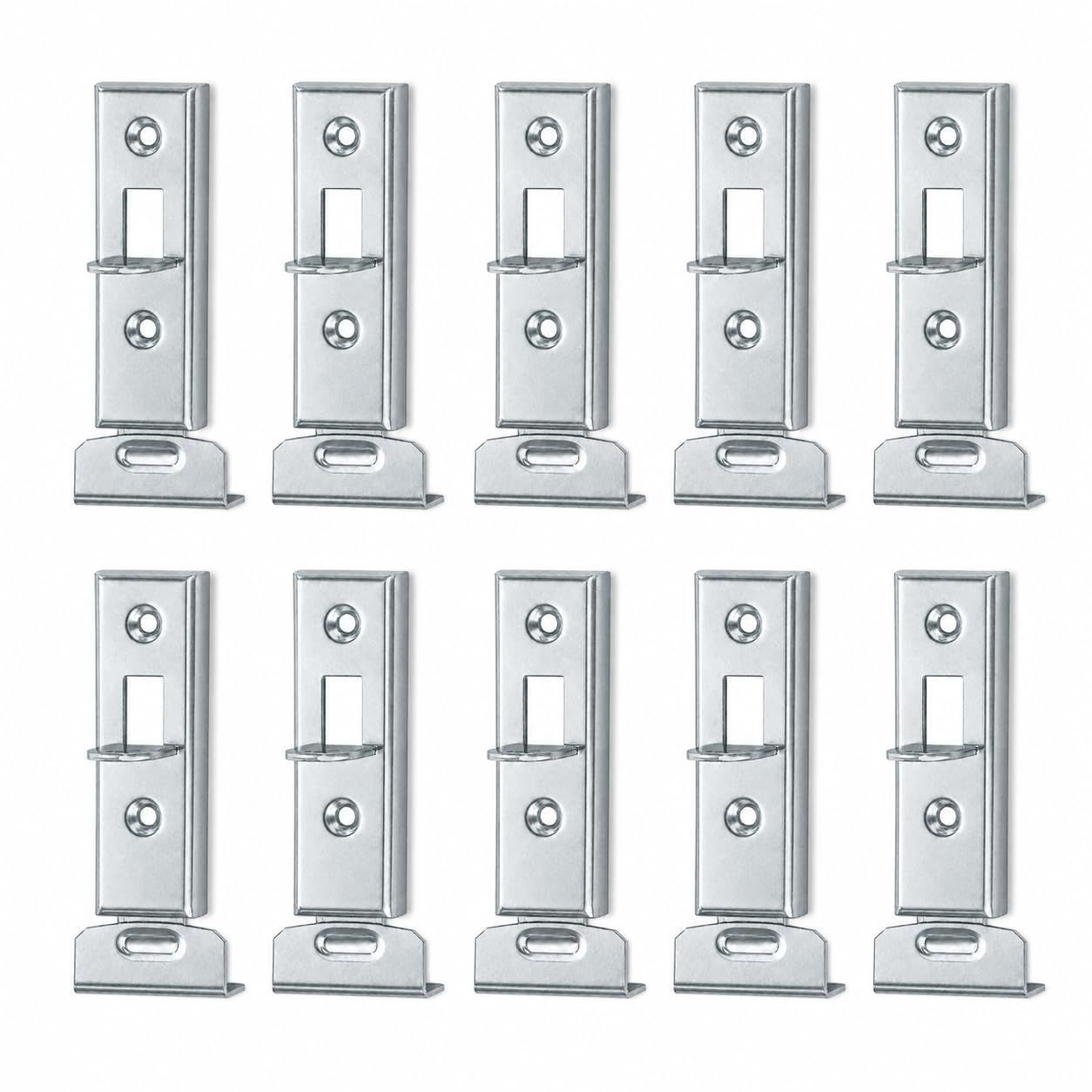 KeyMet Furniture Latch Push Bolt Straight 50 mm Silver Galvanised Small Metal Latch for Cupboard, Furniture, Box, Flap and Drawer (10)