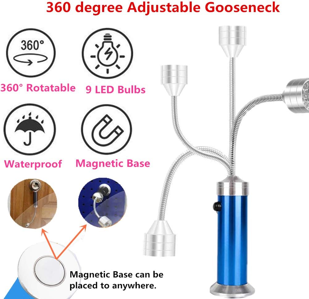 WeFoonLo Pack of 2, 360 Degree Flexible Gooseneck LED BBQ Grill Light Super Bright Barbecue Grill Light with Magnetic Base for Reading, Working, Outdoor Barbecue Grilling Camping Emergency (Black) : Patio, Lawn & Garden