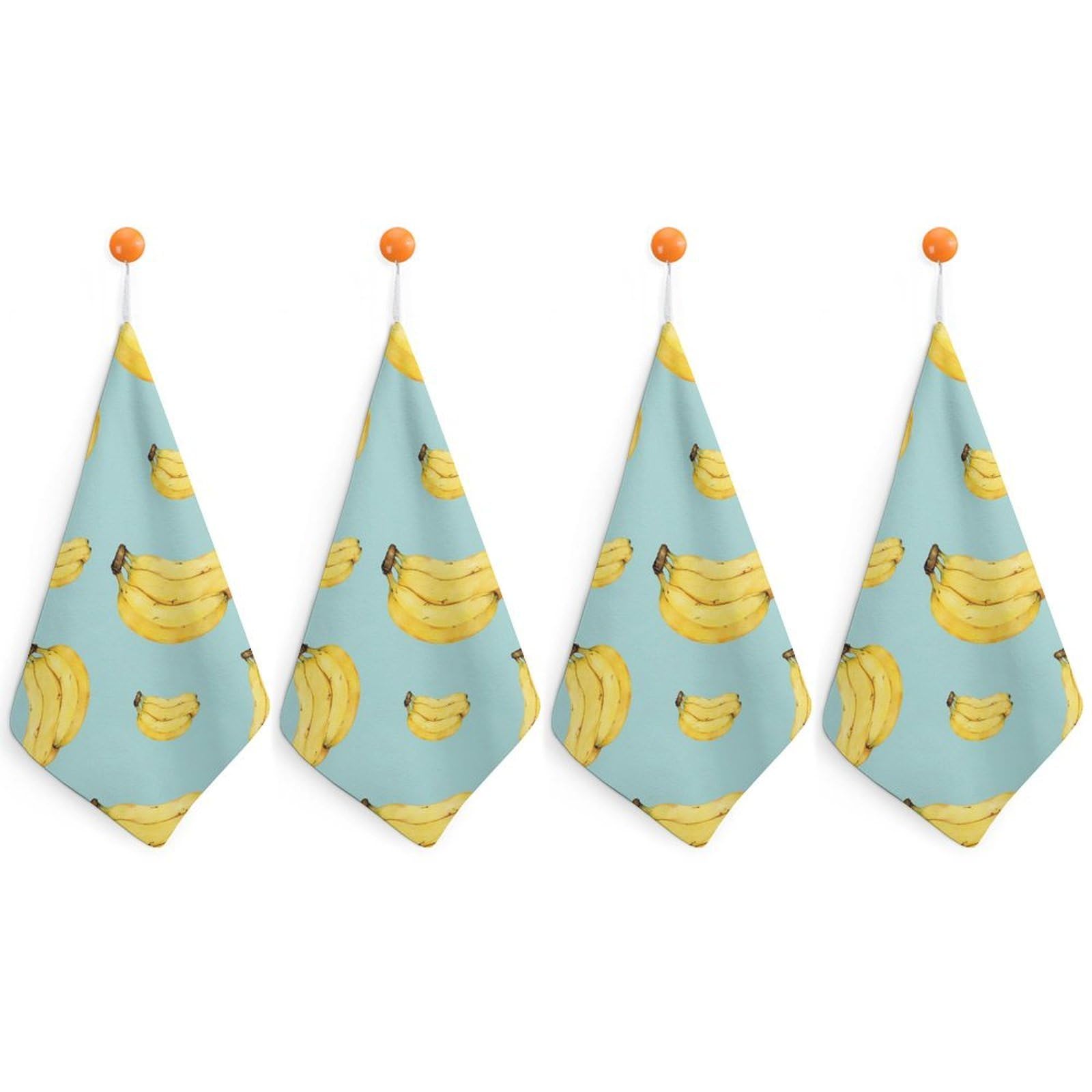 LEDFCVSU 4 Piece Hanging Hand Towels, Cartoon Bananas Small Dry Hand Towel for Kitchen Bathroom