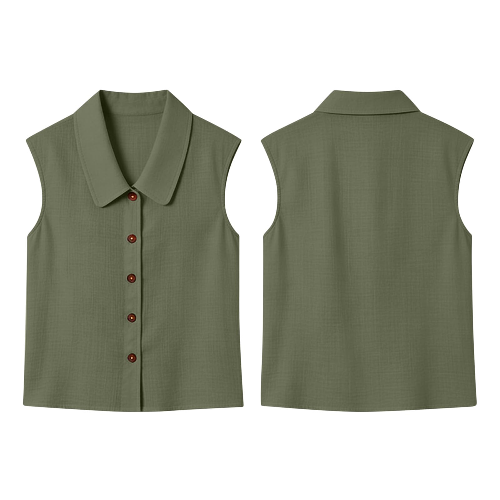 Chemisier Femme Chic et Élégant, Chemisiers et Blouses Femme D'Été sans Manches Coupe Fluide Respirant Col en Revers Bouton Lâche Respirant Couleur Unie Décontracté Tunique Tops pour Tenues Estivale