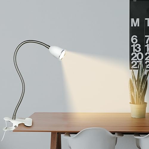Miniatura 7 de Lámpara de escritorio para el cuidado de los ojos, rotación de 360, cuello de cisne con clip, luz de lectura, luz de libro de lectura portátil, luz