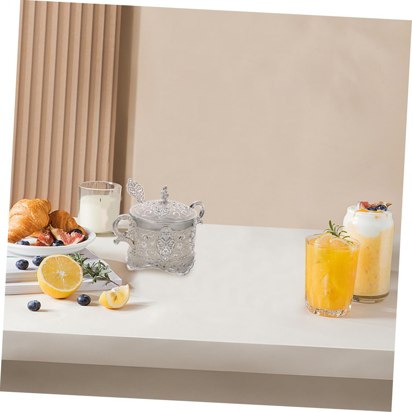 Set 1 Jarro Portacondimenti in Lega di Zinco Coperchio per Cucina e Feste, Design Classico Tradizionale