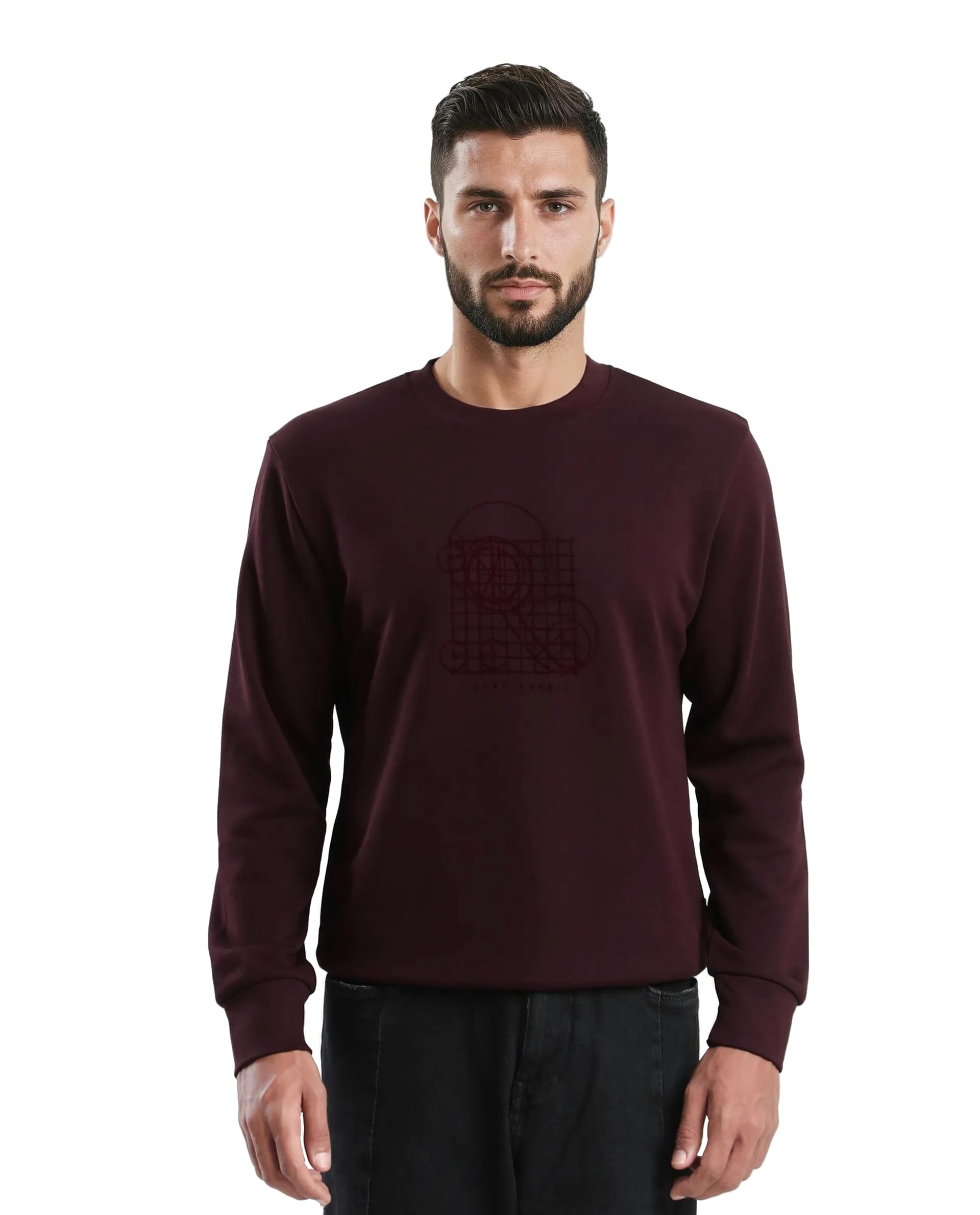 rare rabbit Men's Kend Regular Graphic Cotton Blend Crew Neck Sweatshirt-picture-37