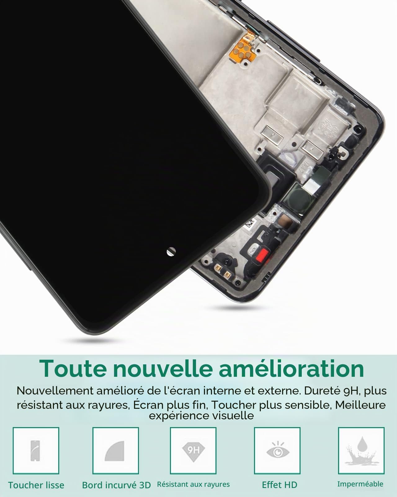 Écran tactile de rechange TFT pour Samsung Galaxy A52 5G LCD pour Samsung A52 5G Digitizer pour SM-A526B SM-A526U Écran tactile Assemblée Pièce de réparation avec cadre (sans empreintes digitales)