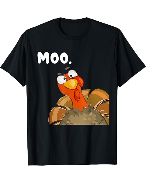 Turkey Moo Funny Thanksgiving Fake Cow For Men Women Kids T-Shirt