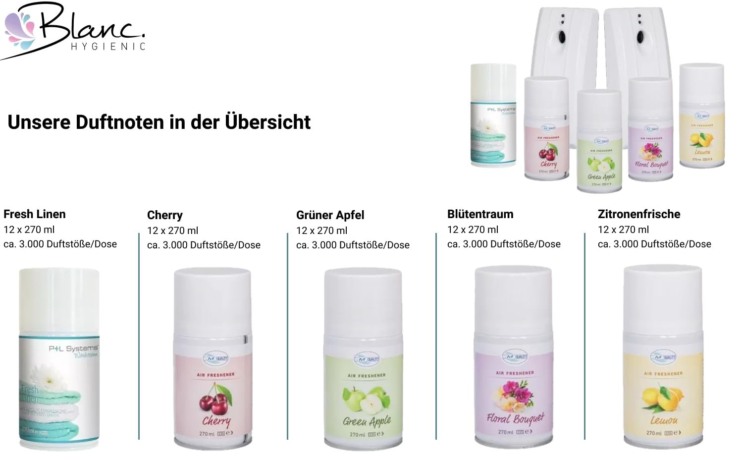 SET Duftspender Day & Night + 3 Duftdosen Lilie | Tag-/Nacht-Modus, einstellbare Sprühintervalle, 3 Duftdosen à 270 ml & Made in Germany
