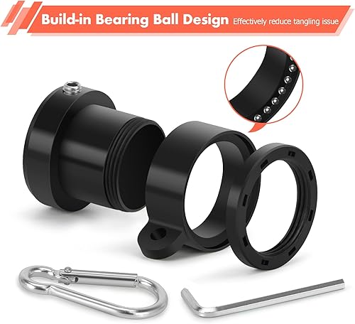 Miniatura 3 de Paquete de 2 anillos de asta de bandera, anillo de montaje de bandera antienvoltura giratorio de 360, kit de asta de bandera giratoria con mosquetón