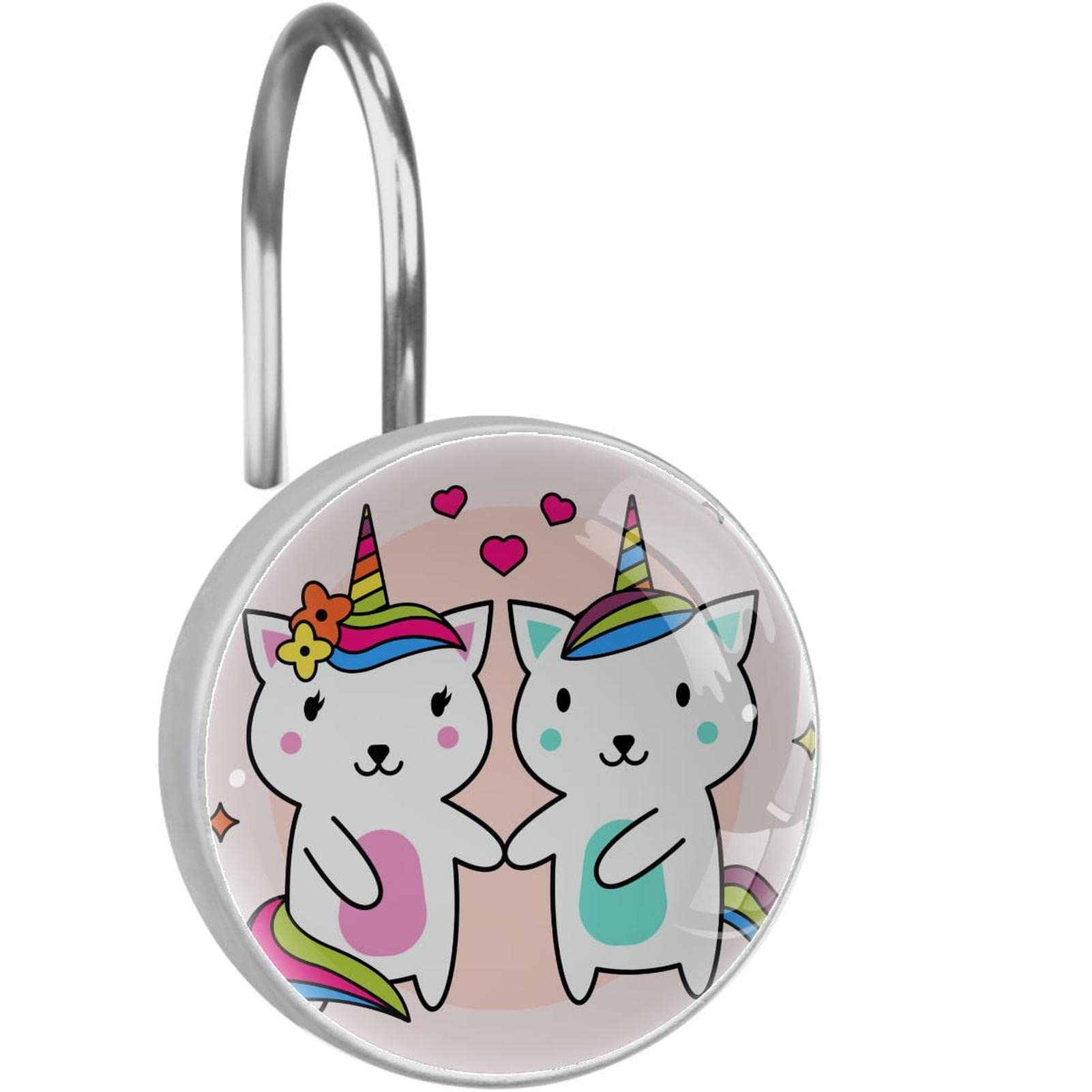 Anneaux de suspension licorne et chats pour anneaux en acier inoxydable douche
