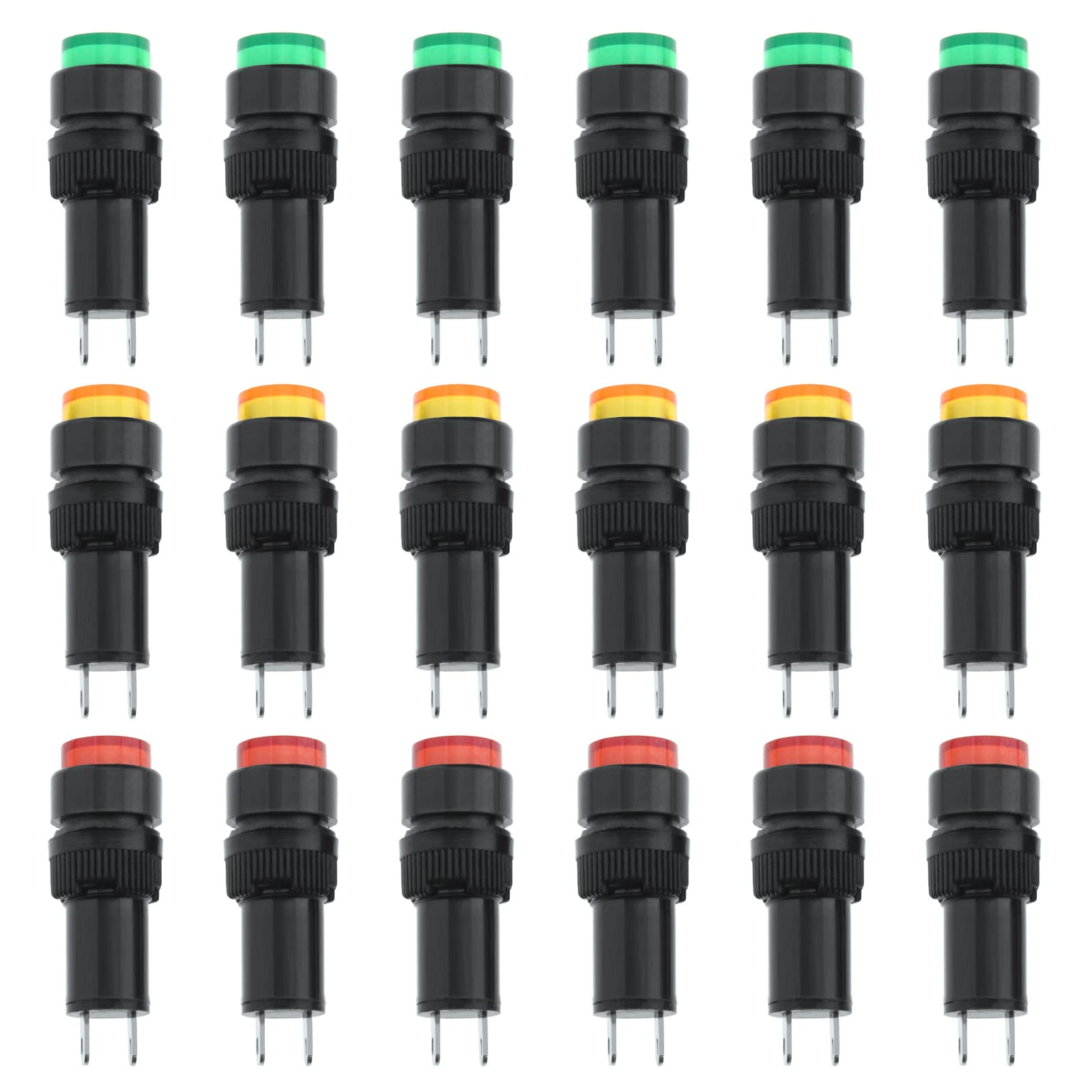 18 Spie LED 12V Per Pannello, Rosso Verde Giallo, Foro 10mm, Per Elettrodomestici E Telecomunicazioni