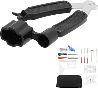 WALFRONT 25Pcs Guitar Repair Tool Set DIY Files String Cutter Fingerboard Protector with Storage Bag Guitar Accessories Measuring Tools used for Maintenance and Repair