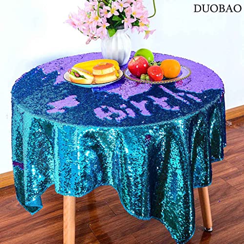Duobao Mermaid Table Cover 72X72-Inch Aqua To Lavender Sequence Tablecloth Table Cover Decorations For Party Mermaid Tablecloth First Birthday Decorations For Girl Square Tablecloth #TOP2