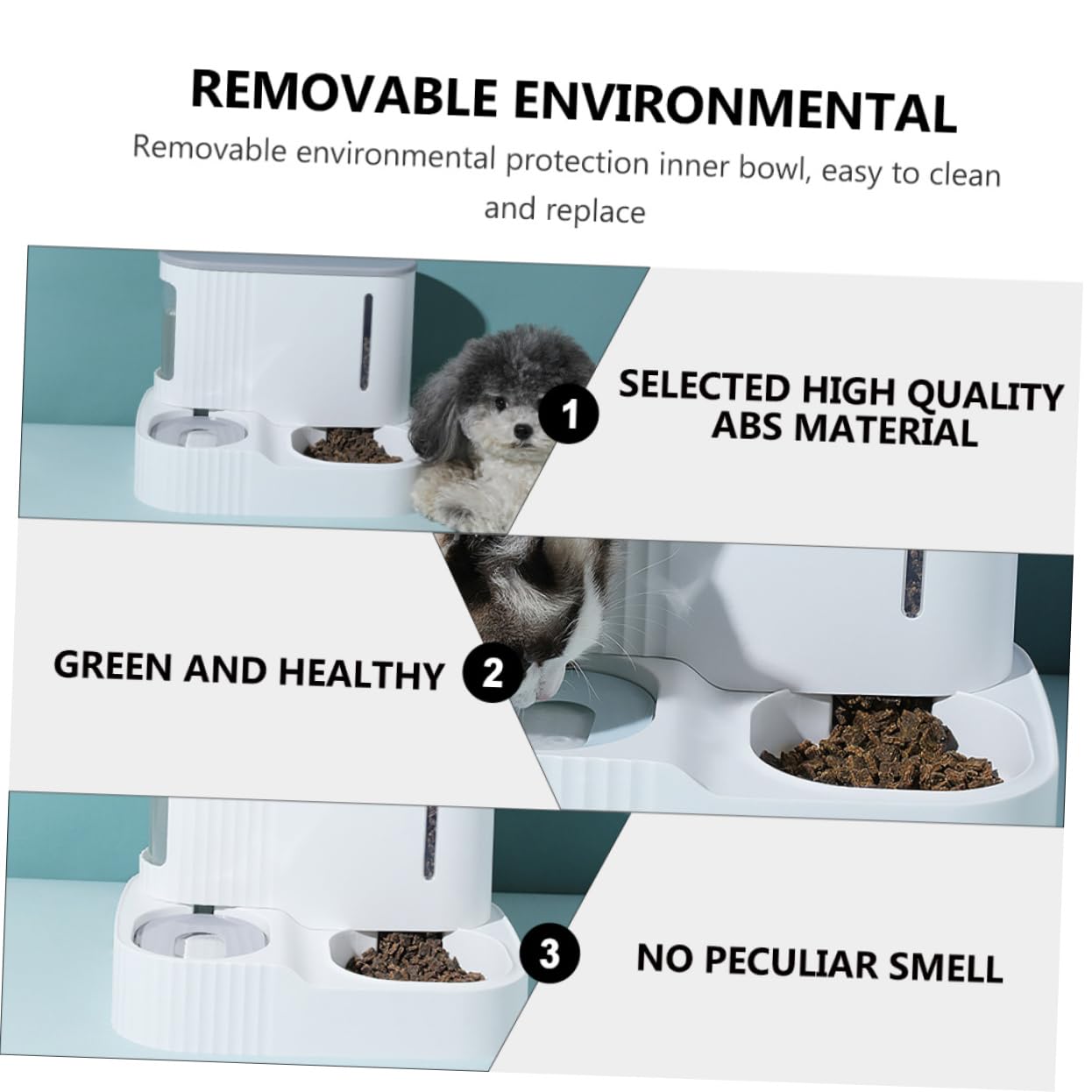 Amosfun Automatischer Zufällige Hunde Wasserspender Futter und Schwerkraftprinzip 3l Futterbehälter 0,85l Wassertank Sichtfenster Farbe Katzen