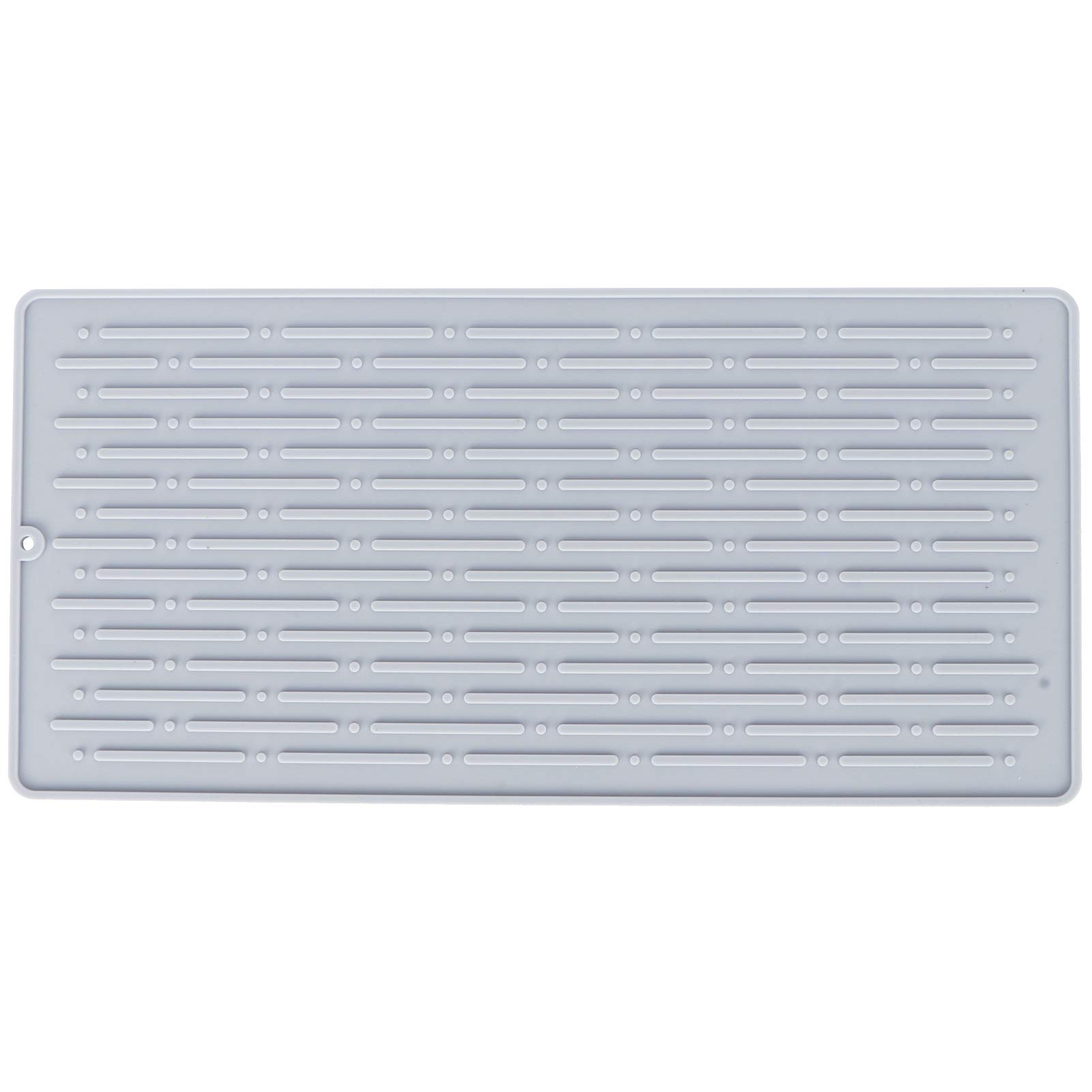 Silicone Dish Drying Mat for Multiple Usage, Silicone Draining Pad, Non Slip Soda Bottles Drying Rack Mat, Kitchen Accessories Gray, Quick Dry(3 Hole Drain Rack Mat)