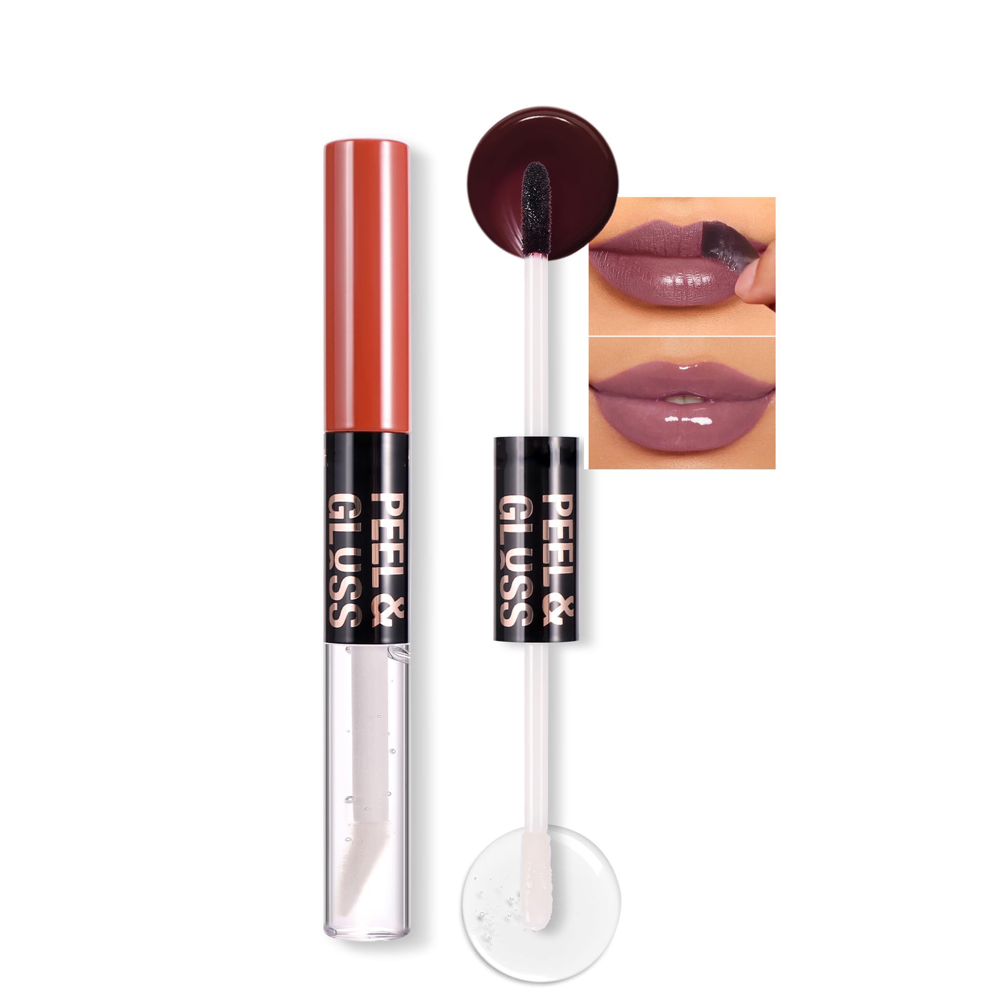 Easilydays Matte Peel Off Lip Liner Mirror Gloss Double-end Nude Liquid Lip Stain Peel Off Tattoo Non Stick