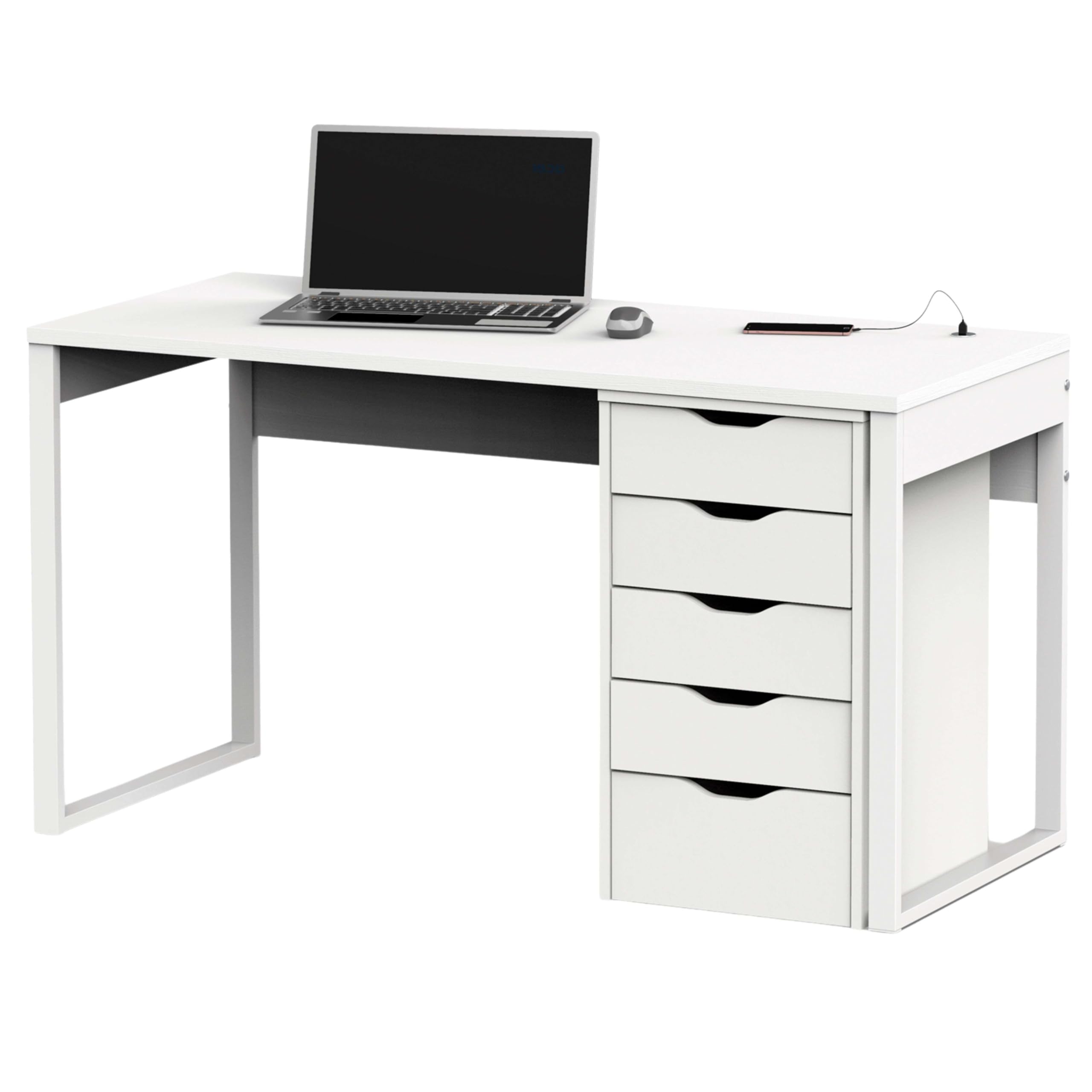 Miroytengo Cajonera EKO 5 Cajones Color Blanco Oficina Despacho Moderno Mueble Almacenaje 71x40x43 cm
